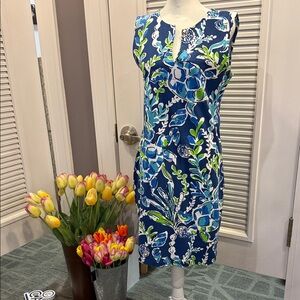 Floral Blue and Green Mini Dress